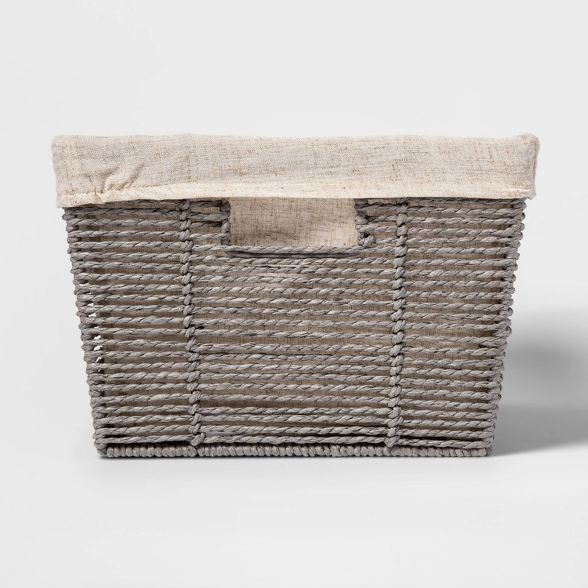 Click for more info about 17 x12"x 8" Twisted Paper Rope Large Tapered Basket Gray - Threshold™