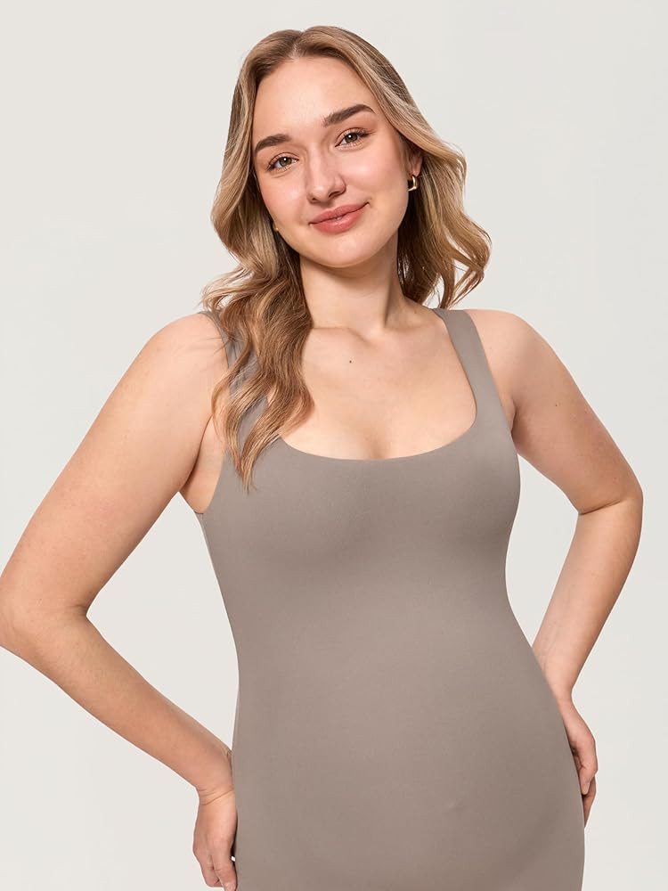 MOMANDA Women' s Maternity Bodysuit Sleeveless Shorts Jumpsuit Square Neck Tank Top for Pregnancy | Amazon (US)