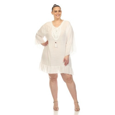 PS Sheer Embroidered Knee Length Cover Up Dress White One Size Fits Most  - White Mark | Target