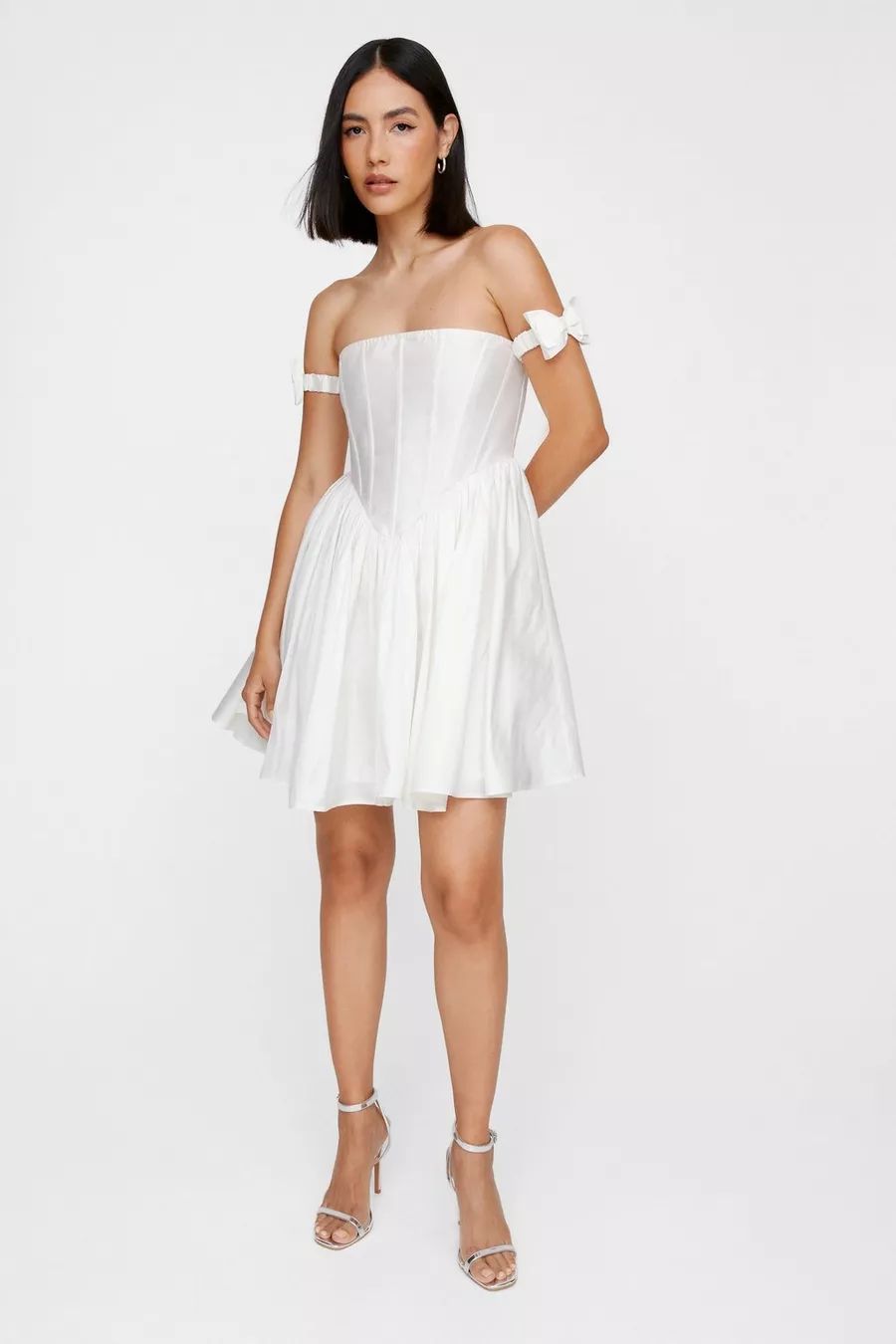 Bow Strap Corset Taffeta Mini Dress | Nasty Gal US