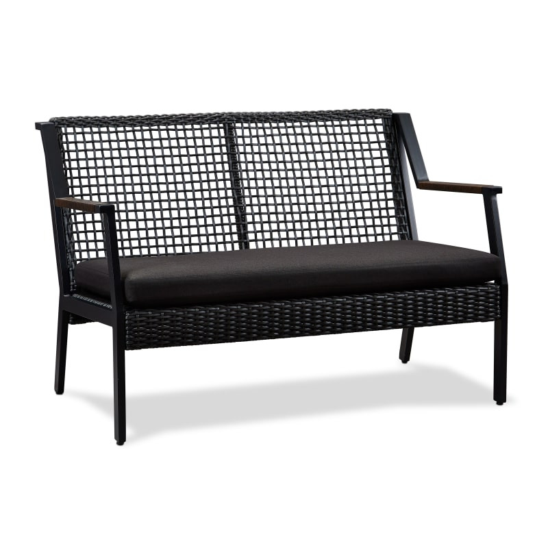 Real Flame 9704 Calvin 46.5 Inch Aluminum Framed Wicker Outdoor Loveseat Black Outdoor Furniture Sof | Build.com, Inc.