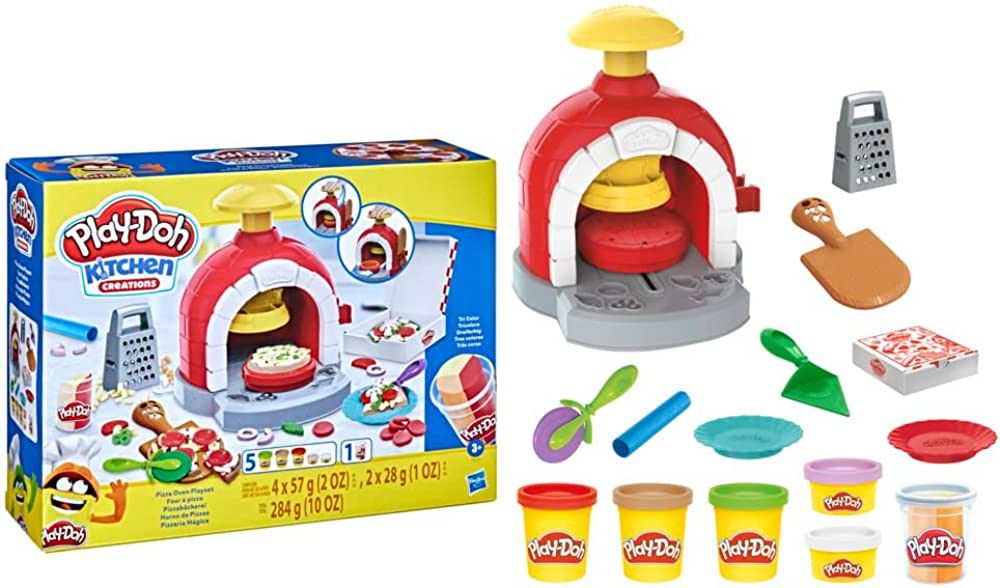 Play-Doh Kitchen Creations Pizza Oven Playset, Play Food Toy for Kids 3 Years and Up, 6 Cans of M... | Amazon (US)
