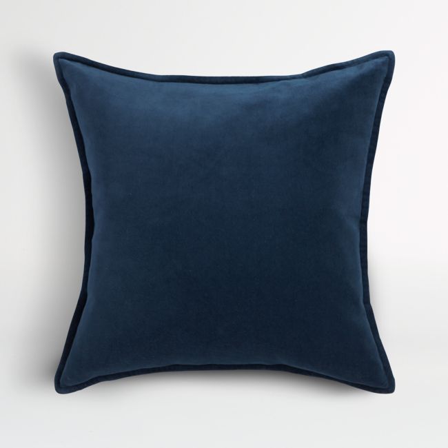 Brenner Indigo Blue Velvet Pillow Cover 20 | Crate & Barrel