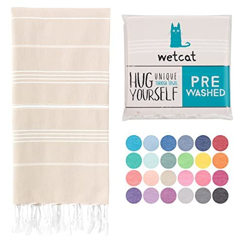 WETCAT Turkish Beach Towel (38 x 71) - Prewashed for Soft Feel, 100% Cotton - Quick Dry Beach Towels | Amazon (US)