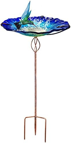 BEBEKULA Glass Bird Baths for Outdoors, 31" Height Bird Bath Bowl birdbaths for The Garden with Meta | Amazon (US)