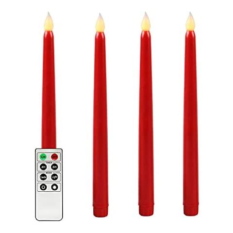 Amazon.com: LampLust Red Flameless Taper Candles - 9 Inch, 4 Pack, Battery Operated, Remote Contr... | Amazon (US)