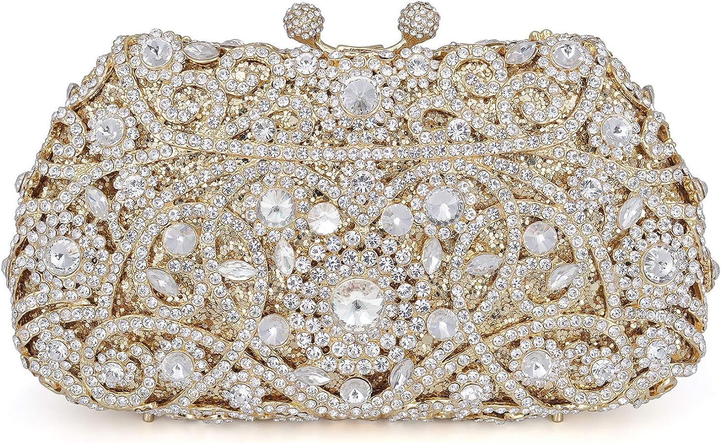 MOSSMON Formal Rhinestone Crystal Clutch Evening Wedding Bag For Women | Amazon (US)