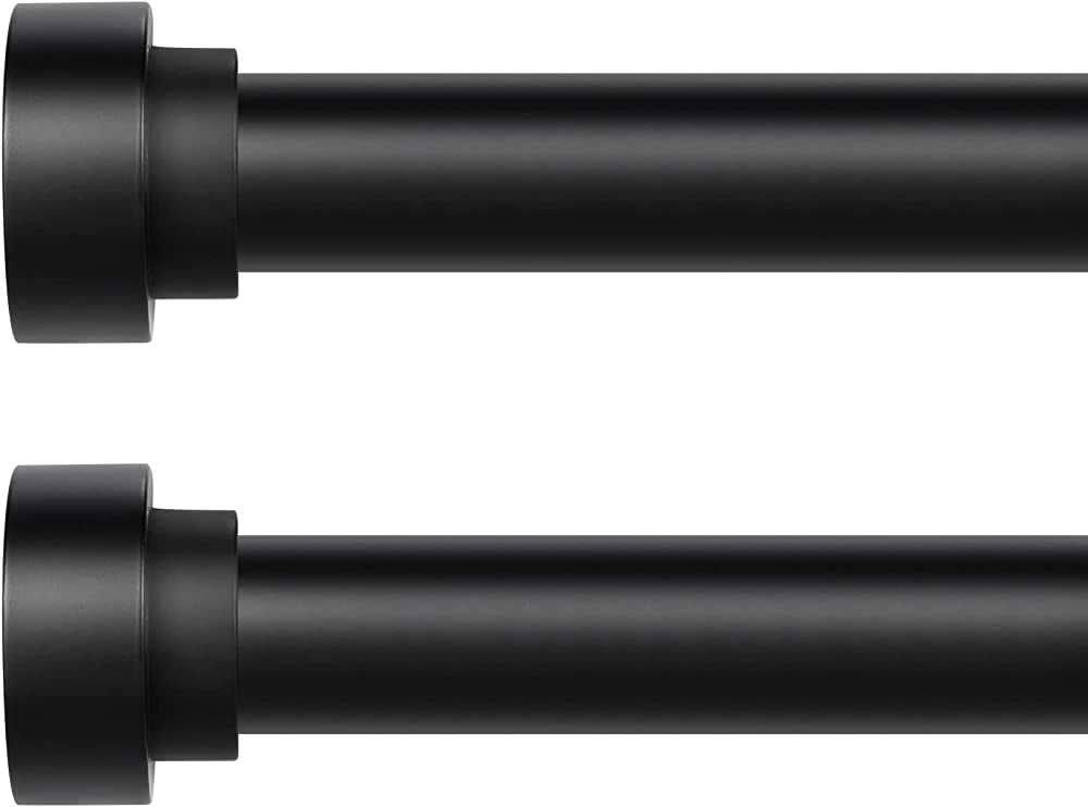 Black Curtain Rods for Windows 28 to 48 Inch(2.3-4Ft)2 Pack,1 Inch Diameter Heavy Duty Curtain Ro... | Amazon (US)