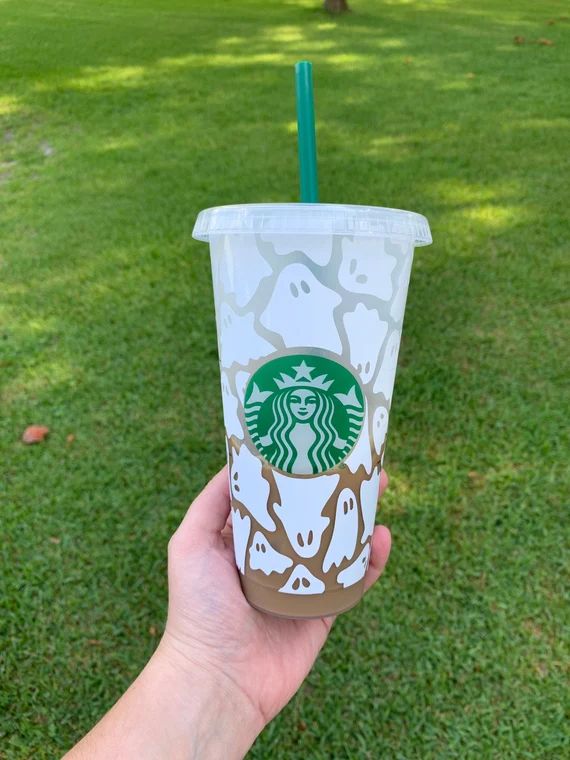 Ghost reusable starbucks cold cup tumbler, Iced coffee, smoothie, tea tumbler, coffee gifts. | Etsy (US)