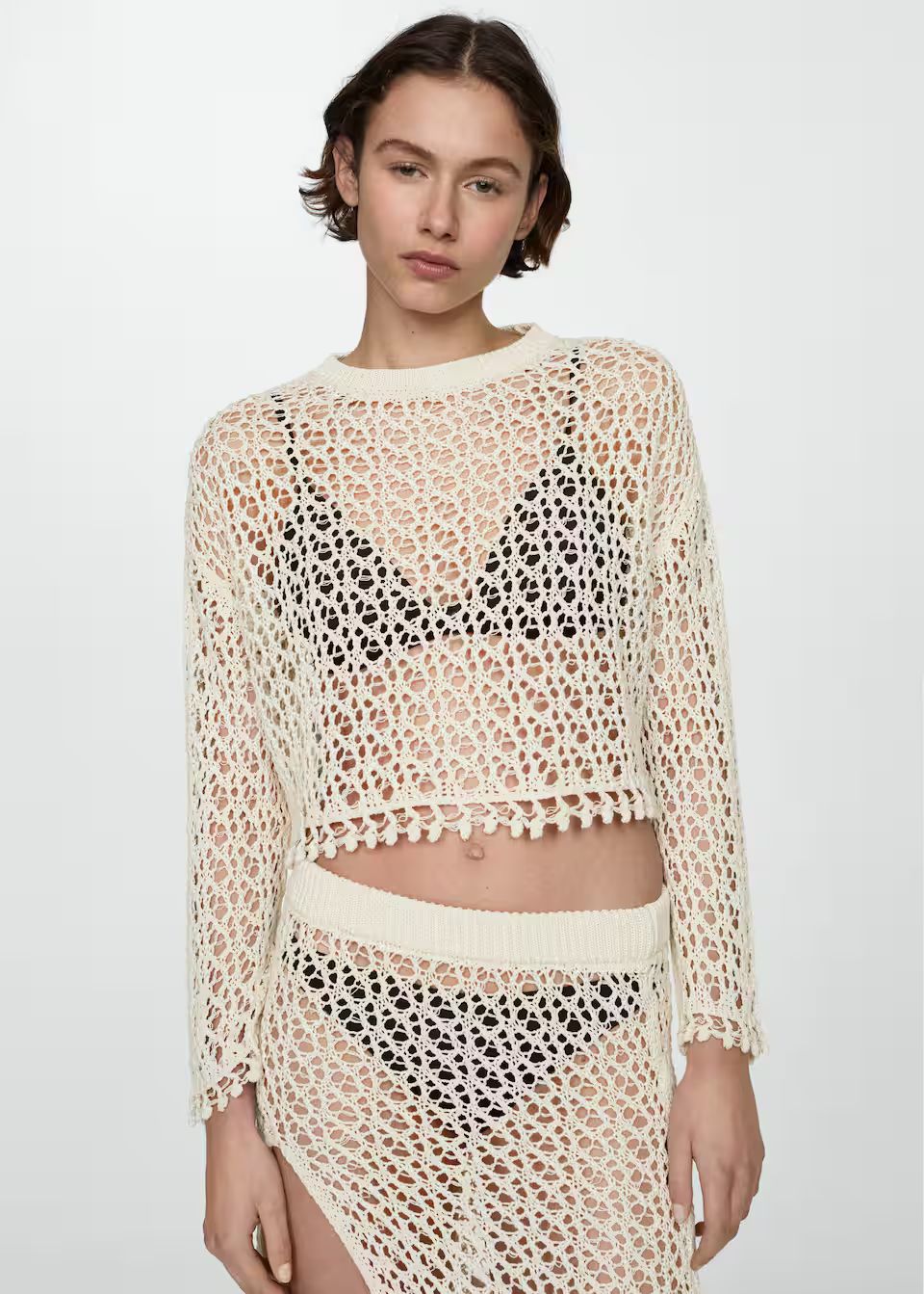 Cotton crochet sweater -  Women | Mango United Kingdom | MANGO (UK)