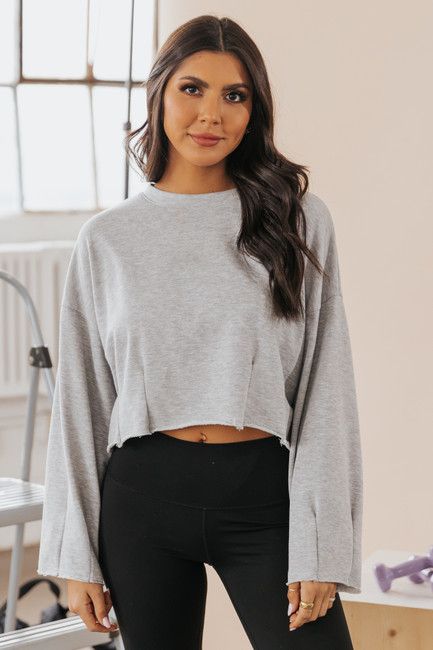 Heather Grey Cropped French Terry Sweatshirt | Magnolia Boutique