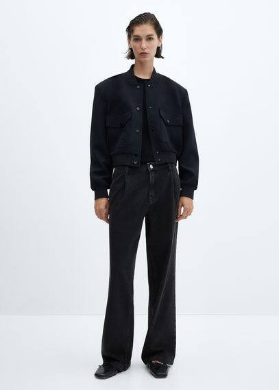 Straight pleated jeans -  Women | Mango United Kingdom | MANGO (UK)