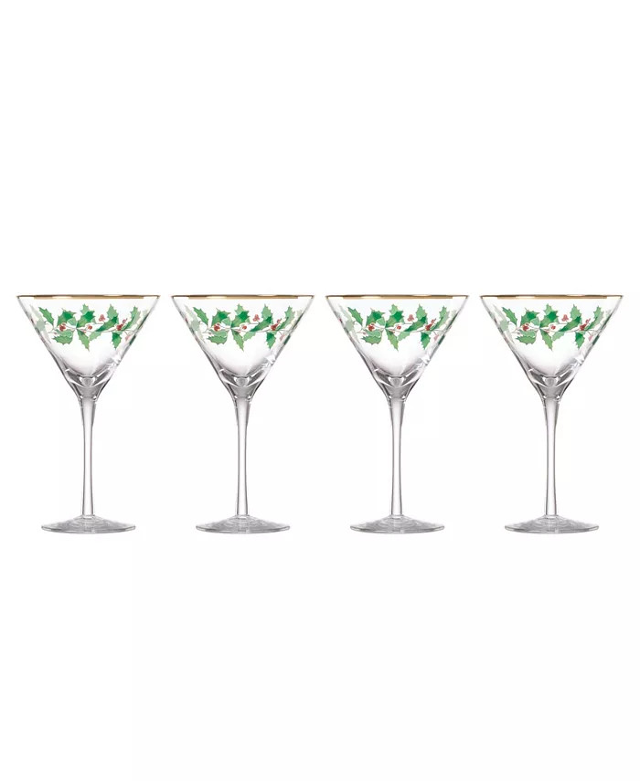 Lenox Holiday Decal Martini Glass, Set of 4 - Macy's | Macy's