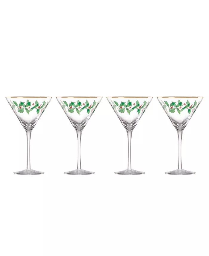 Lenox Holiday Decal Martini Glass, Set of 4 - Macy's | Macy's
