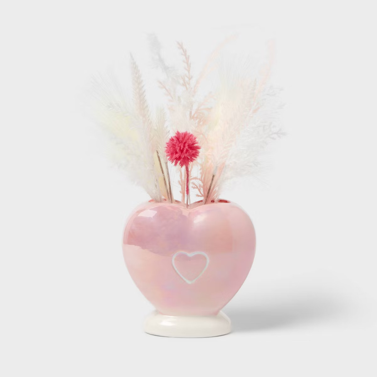 14" Iridescent Heart Vase with Faux Botanicals Tabletop Valentine's Day Decor - Spritz™ | Target
