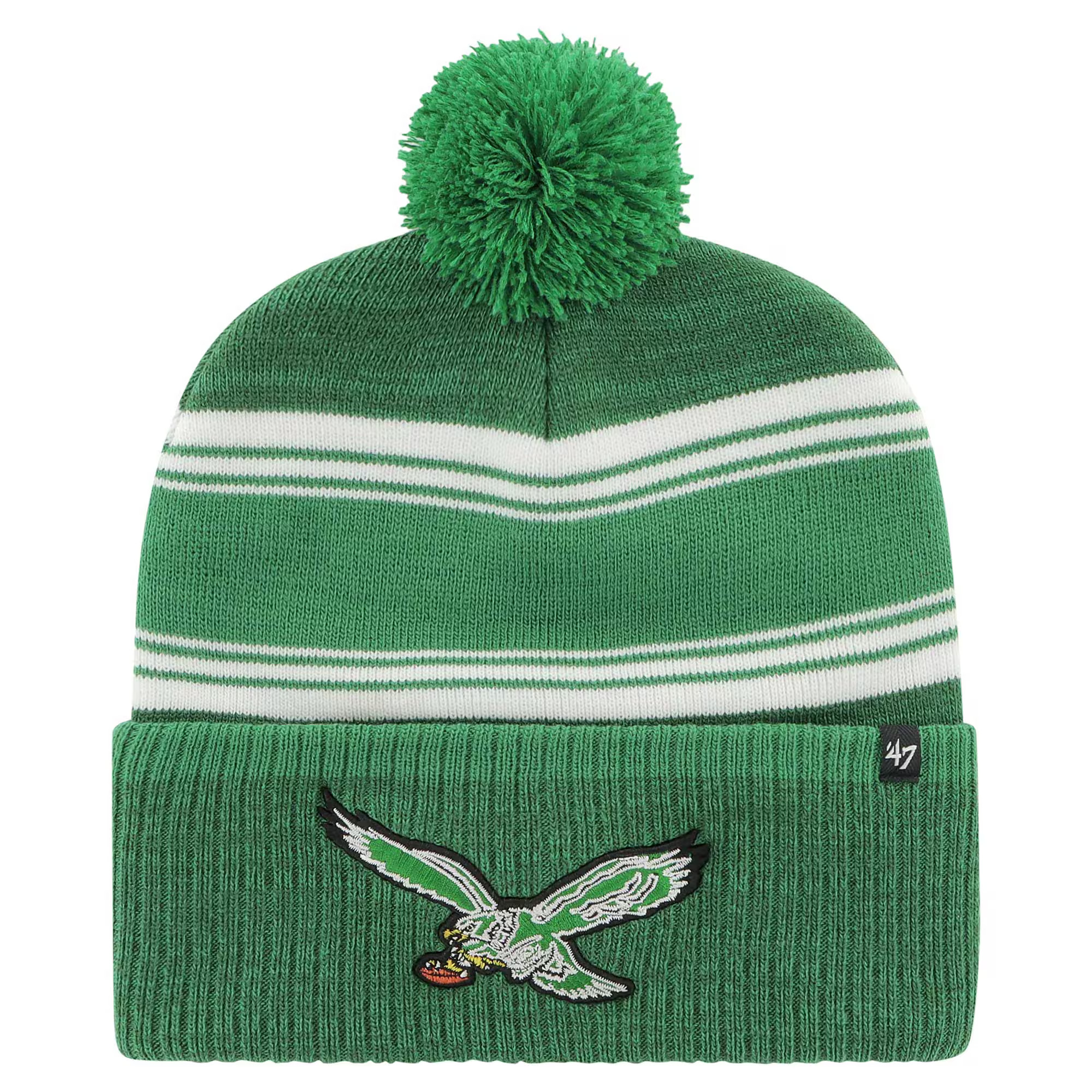 Philadelphia Eagles '47 Fadeout Cuffed Knit Hat with Pom - Green | Fanatics