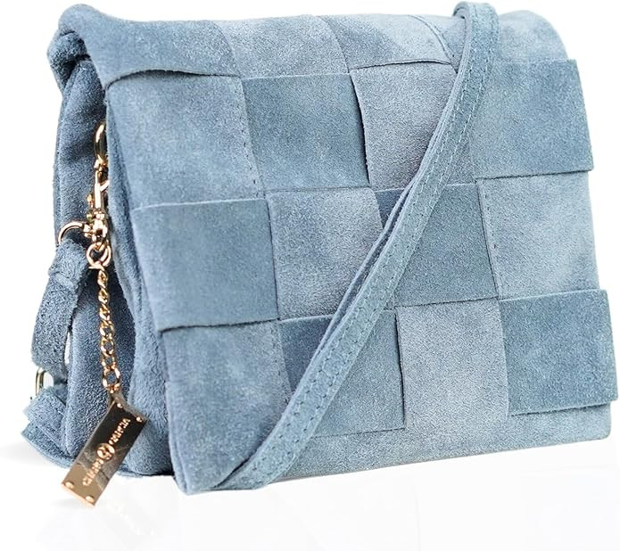 Premium Italian Leather Handmade in Florence, Italy. Suede Crossbody Bag for Women with a Detacha... | Amazon (US)
