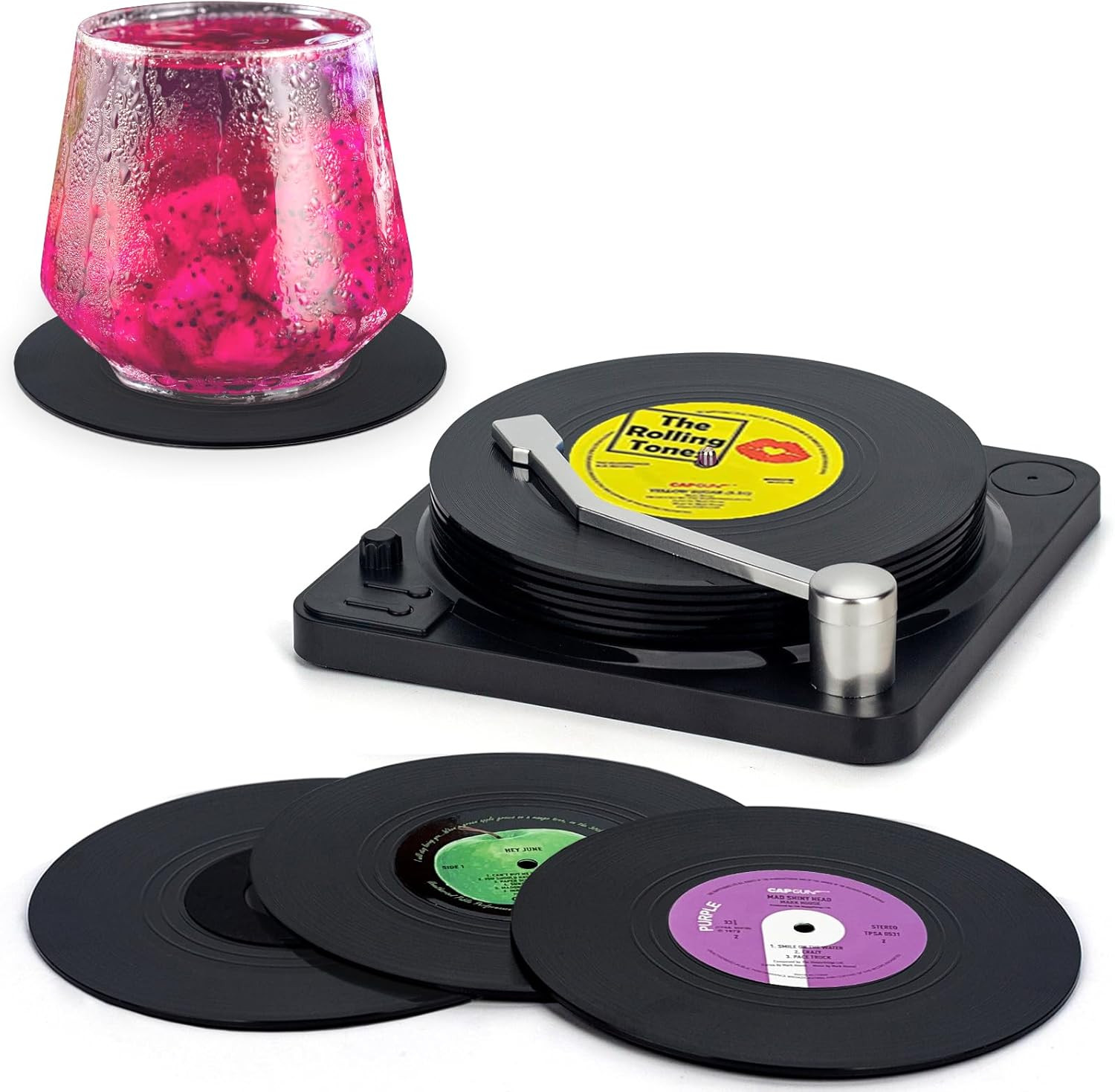 Valdivia Vinyl Record Coasters for Drinks with Records Player, Retro Album Coasters Set of 6, Fun... | Amazon (US)