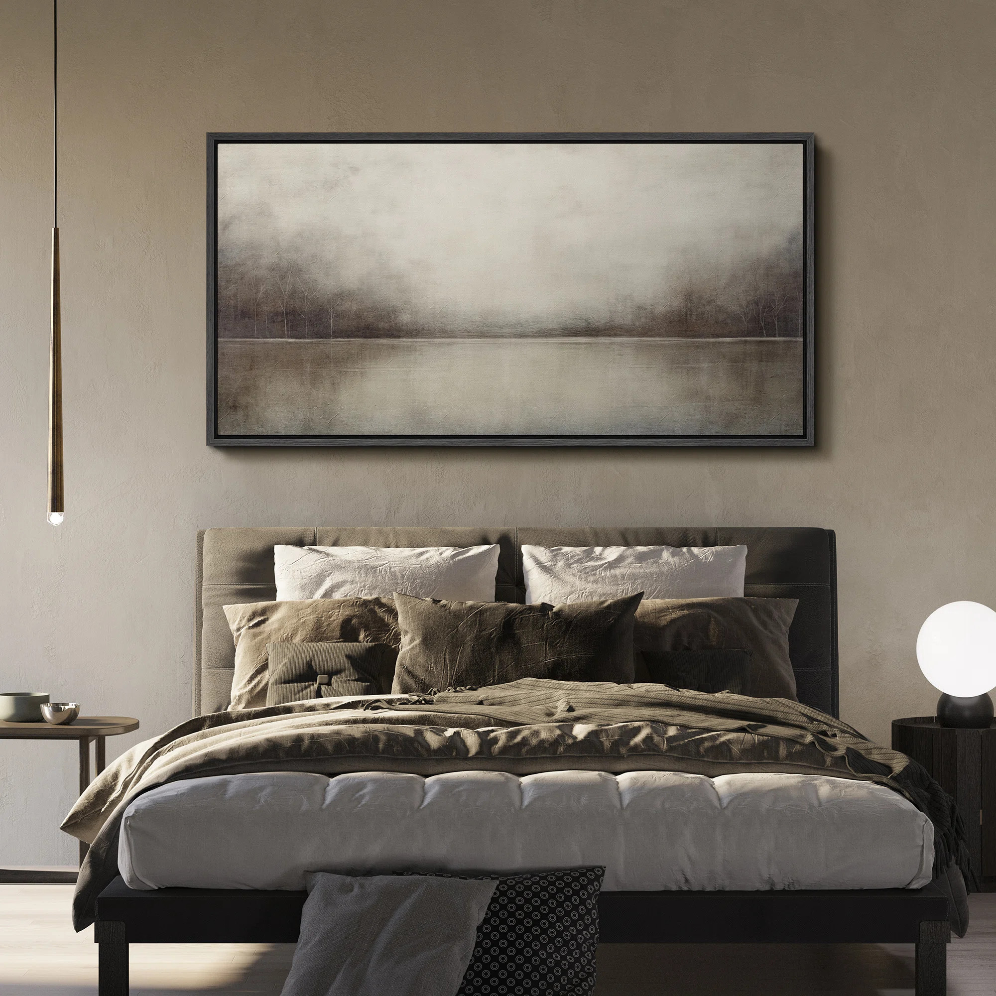 Minimal Landscape Tranquil Neutral Abstract Landscape Retro Moody Extra Large Framed Art Home Dec... | Wayfair North America