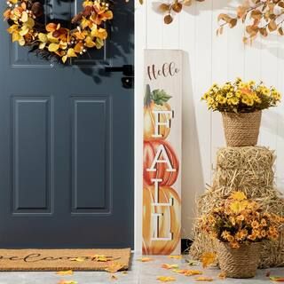 Glitzhome 42 in. H Fall Wooden Large Porch Sign / Decor 2005600003 - The Home Depot | The Home Depot