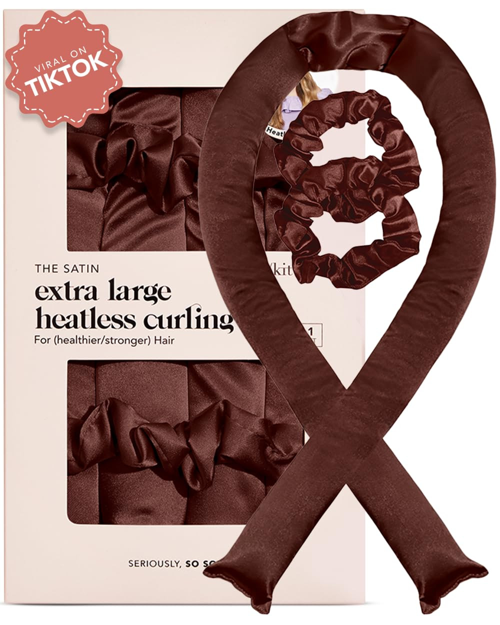 Kitsch Satin XL Jumbo Hair Rollers for Overnight Curls - Heatless Curling Set With Headband and S... | Amazon (US)