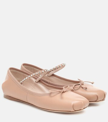 Embellished leather ballet flats | Mytheresa (UK)