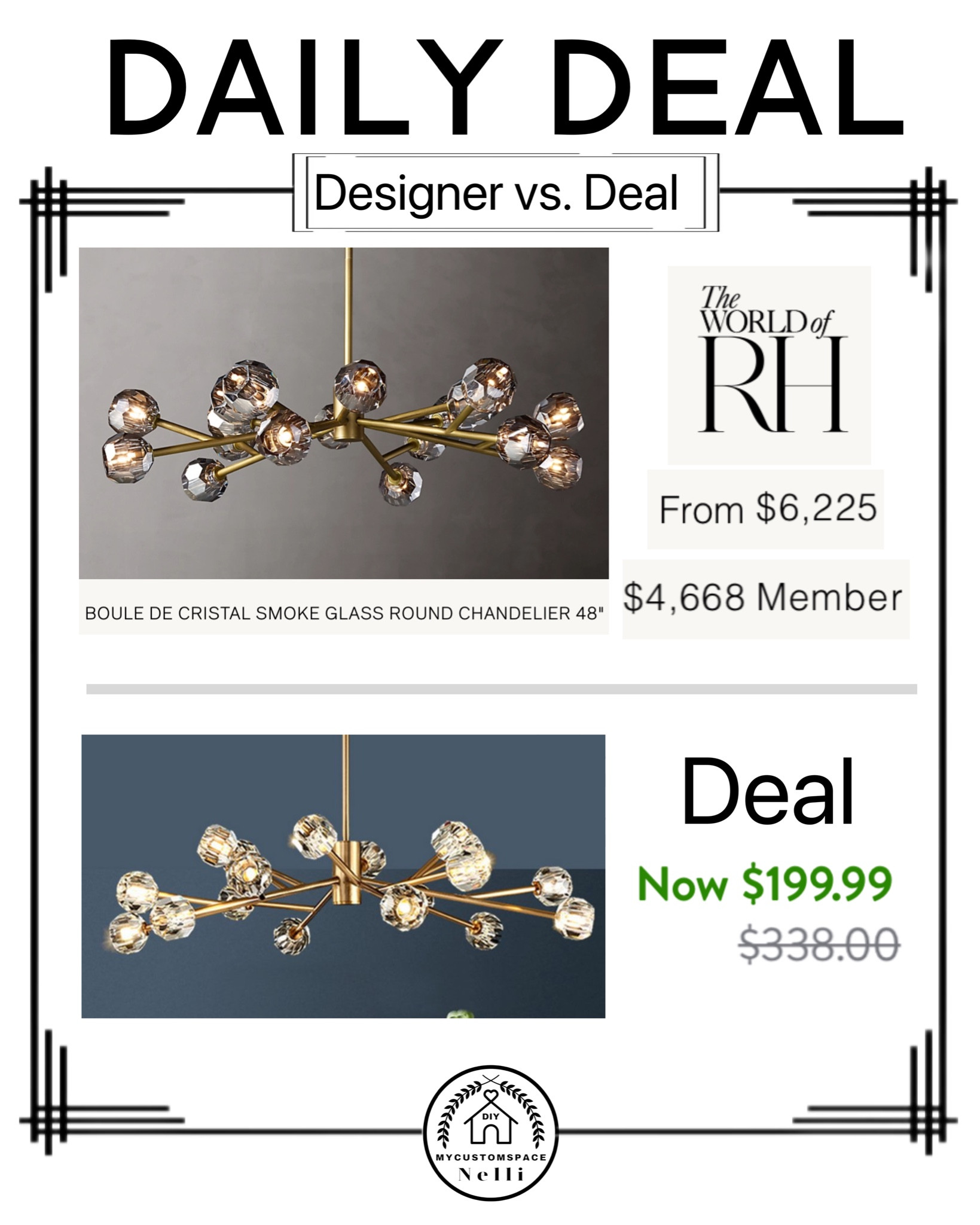Designer vs. Deal 
Dining room Chandelier 

Home decor. Livingroom. Chandelier. Restorationhardwareinspired 

#LTKFind #LTKhome #LTKstyletip