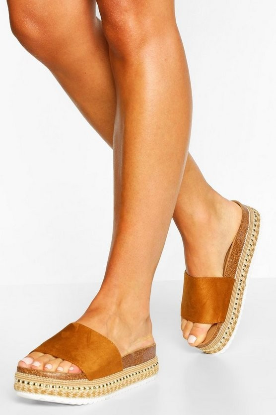 Single Strap Footbed Sliders | Boohoo.com (US & CA)