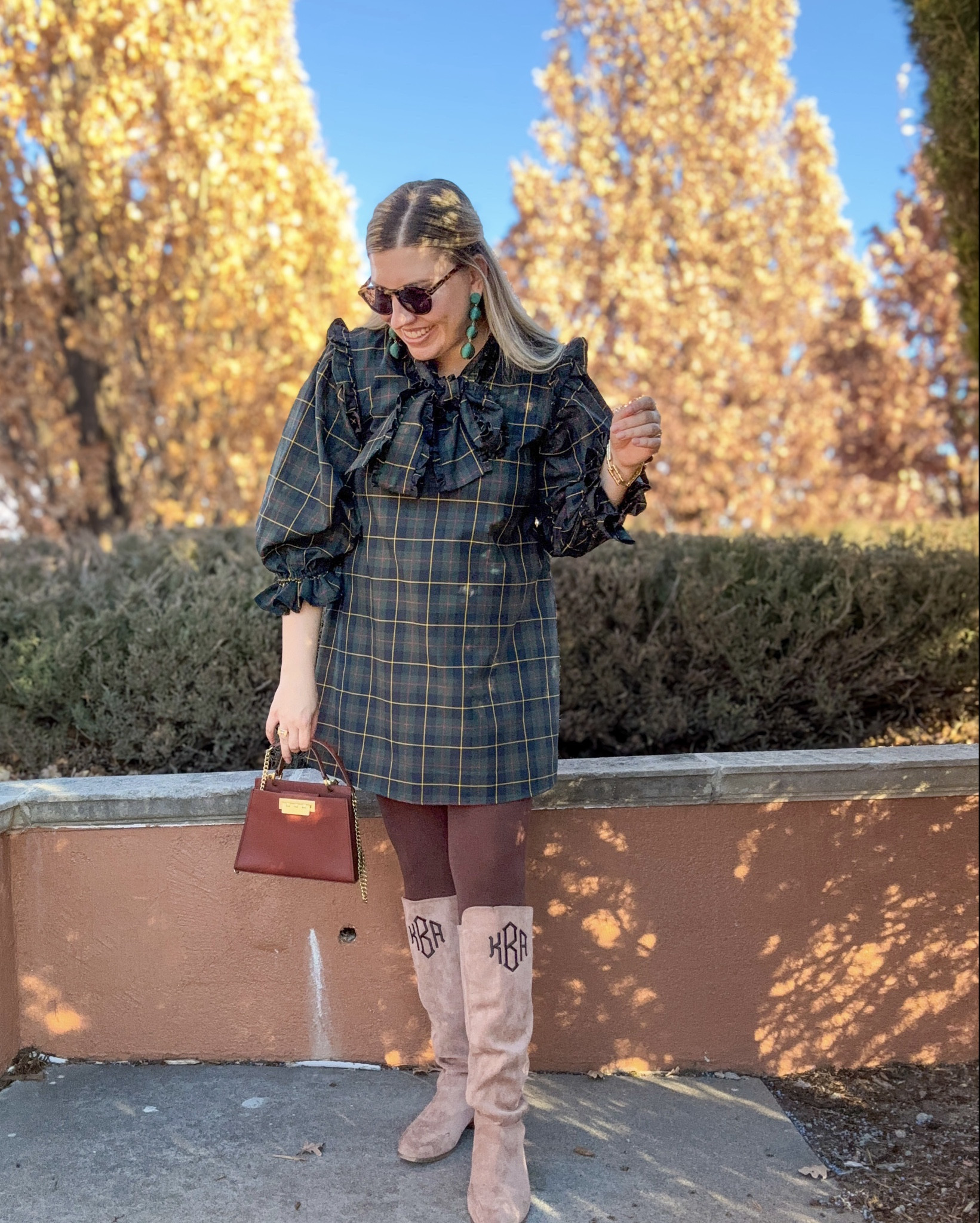 Polo Holiday - Look 12
A curated style series

For the final look of this series, I decided to go with this gorgeous plaid dress that is currently available  (and 30% off today when you use the code MERRY at checkout!)

Here’s hoping that today you get to spend time with those that you love, doing something that you love, and feeling loved, yourself. ❤️ 💚 

Dress - Elizabeth Wilson Designs (linked)
Boots - Marleylilly (linked)
Bag - Zac Posen (linked, rentable)
Tights - We Love Colors 
Sunglasses - Tom Ford (linked)
Bracelet - Rocksbox 
Earrings - 
Ring - Kate Spade