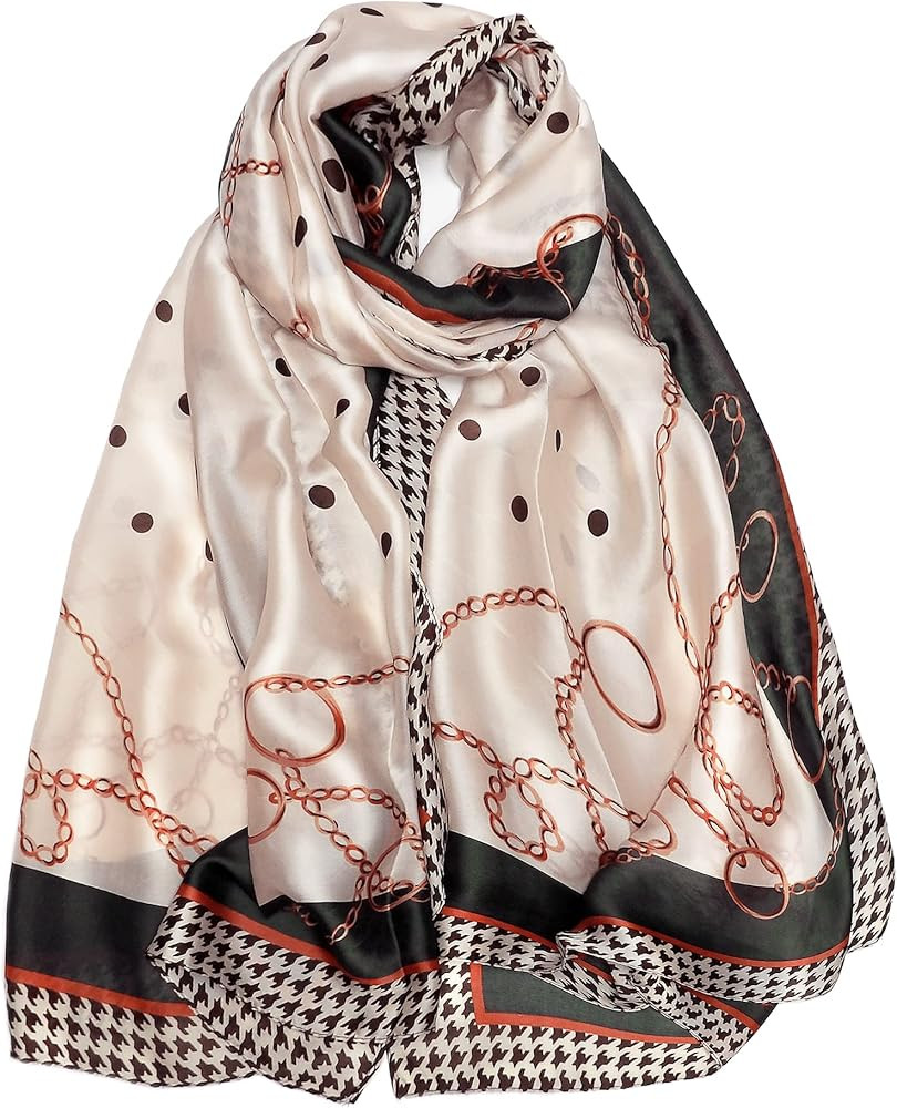 Gragengs Women Silk Scarves Long Satin Lightweight Outdoor Shawl Wraps Printed Head Scarf 70''X35... | Amazon (US)