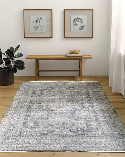 Livabliss x Becki Owens Margaret Washable Outdoor Area Rug, 7'10" x 10', Navy/Taupe | Amazon (US)
