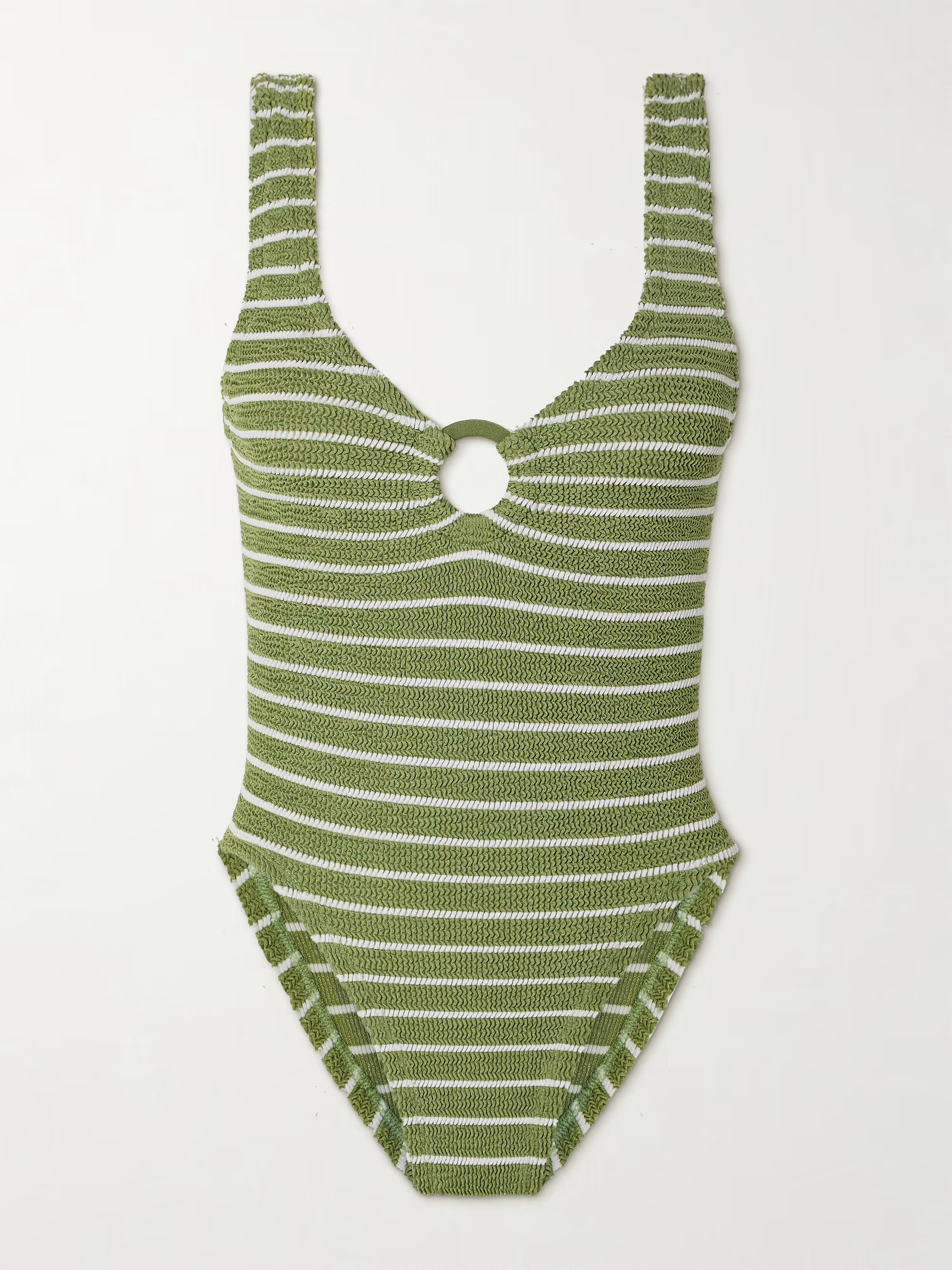 Celine striped metallic seersucker swimsuit | NET-A-PORTER (US)