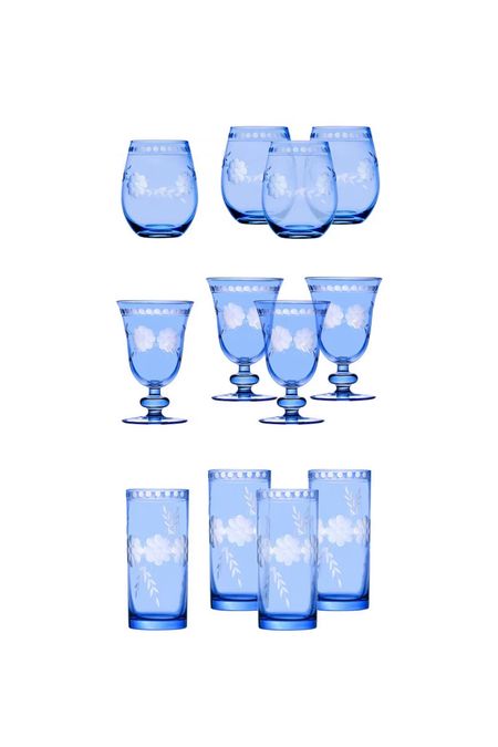 Prettiest blue glassware 💙 etched goblets etched glasses blue drinkware summer tablescape

#LTKSaleAlert #LTKFindsUnder50 #LTKHome