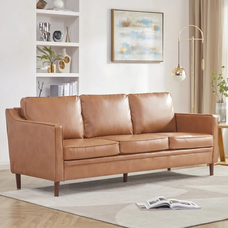 Azleigh 80.31'' Faux Leather Square Arm Sofa | Wayfair North America
