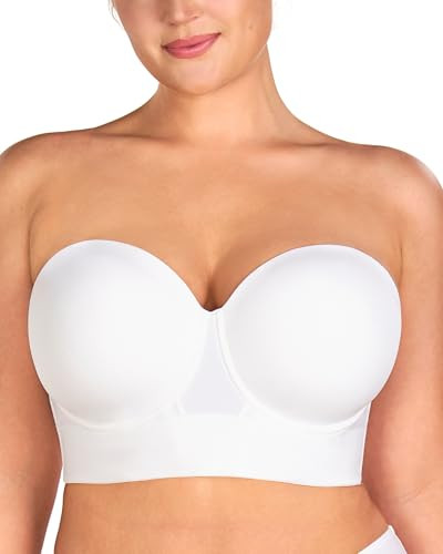 HSIA Strapless Bras for Women, Longline Corset for Large Bust Plus Size Supportive Bustier Minimizer Convertible Bandeau, White Classic 40D | Amazon (US)