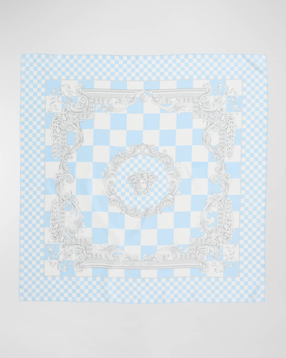 Versace Baroque Checkered Silk Square Scarf | Neiman Marcus