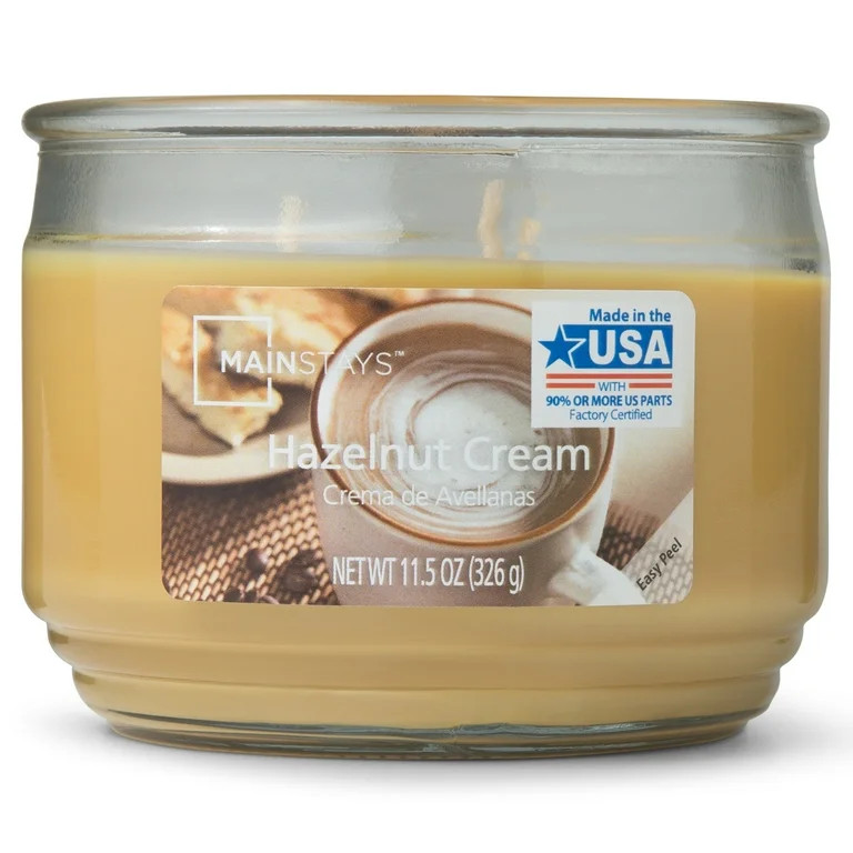 Mainstays Hazelnut Cream Scented 3-Wick Glass Jar Candle, 11.5 oz. | Walmart (US)