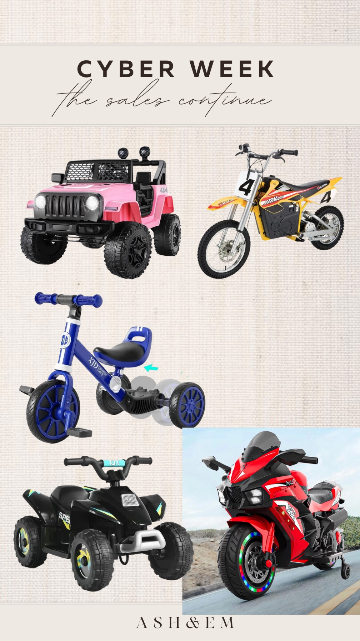 Ride on toys - on mega sale. Cyber Monday deals for kids 

#LTKkids #LTKGiftGuide #LTKCyberWeek