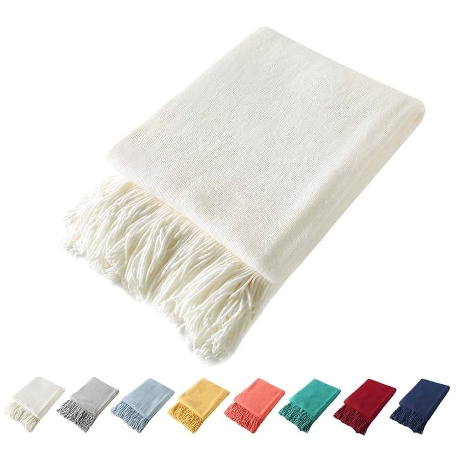 Homiest Decorative Knitted Throw Blanket with Fringe Soft & Cozy Tassel Blanket for Couch Sofa Be... | Amazon (US)