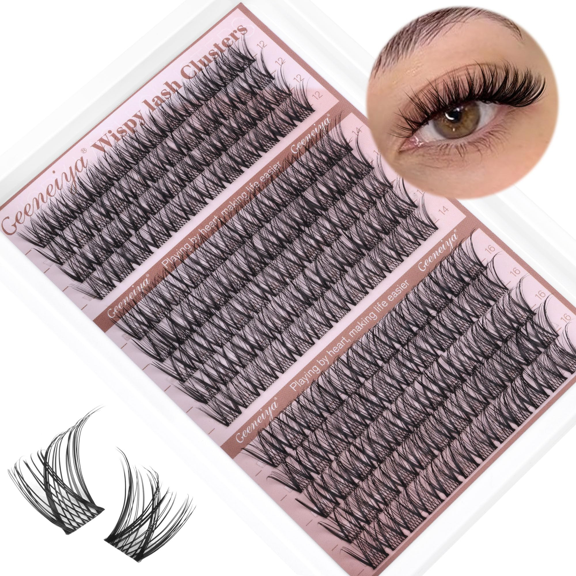 Medium Lash Clusters Short Wispy C Curl Eyelash Clusters 12-16MM Individual Eyelashes Natural Clu... | Amazon (US)