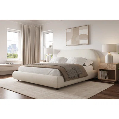 Jabryan Upholstered Platform Bed in Soft Performance Boucle Fabric | Wayfair North America