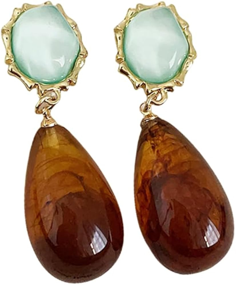 Vintage Amber Teardrop Dangle Earrings for Women Girls Hypoallergenic Lightweight Big Waterdrop R... | Amazon (US)