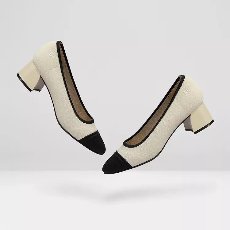 White sling back block heel court … curated on LTK