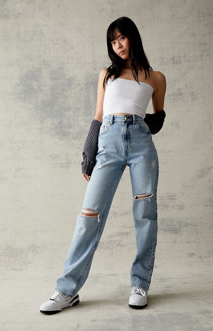 PacSun Womens Eco Light Blue Ripped Boyfriend Jeans size 30 | PacSun