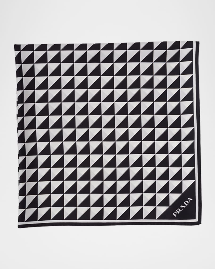 Prada Triangle Logo Silk Twill Scarf | Neiman Marcus
