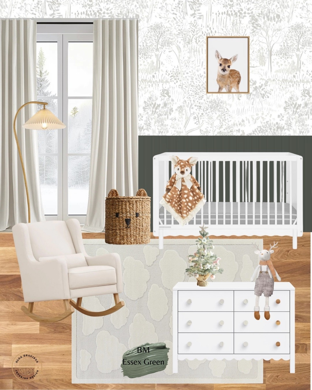 Winter nursery design, Scandi nursery, neutral nursery, white crib, white dresser and rocker. Neutral cloud rug. #homedecor #christmasdecor

#LTKBump #LTKBaby #LTKHome