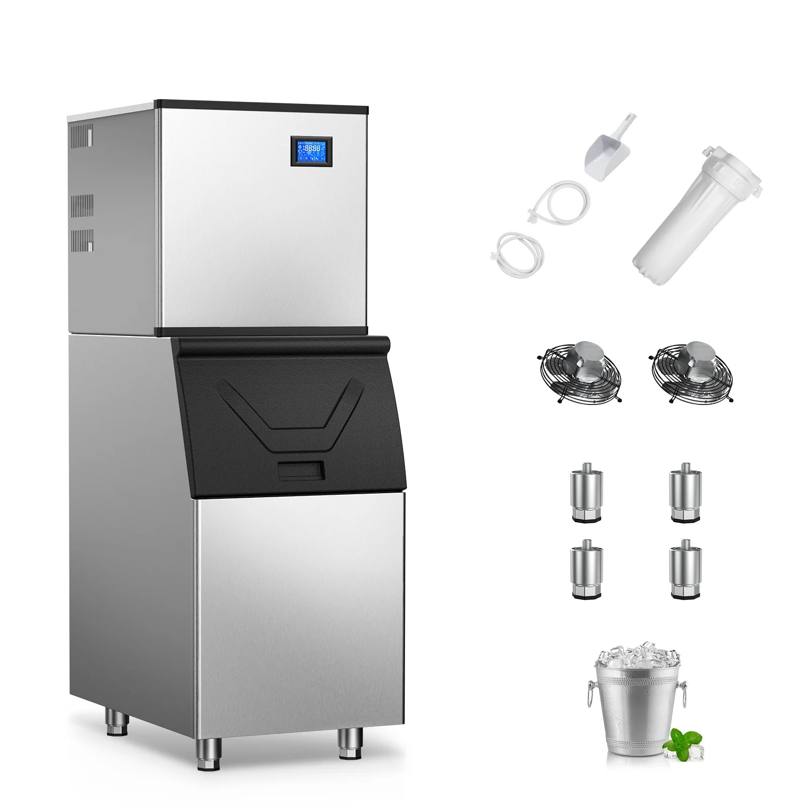TITTLA 420Lbs/24H Commercial Ice Maker Machine,300 Lbs Storage,156 Ice Cubes in 12-15 Mins,Stainl... | Walmart (US)