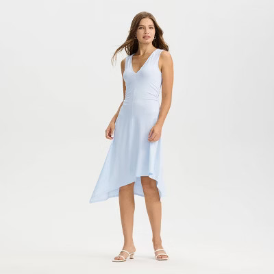 Women's Sleeveless Asymmetrical Midi High-Low Dress - A New Day™ Airy Blue L | Target