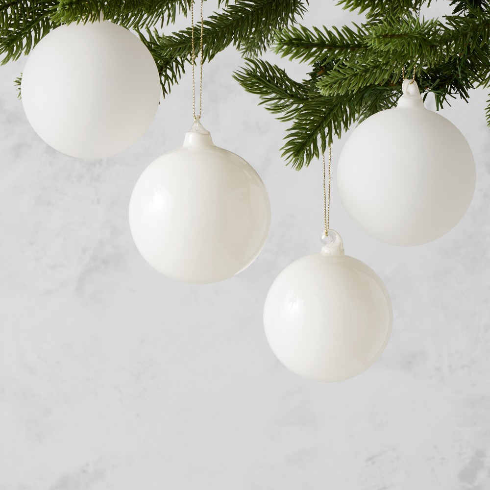 Jeff Leatham x Williams Sonoma Cream Ornaments, Set of 4 | Williams-Sonoma