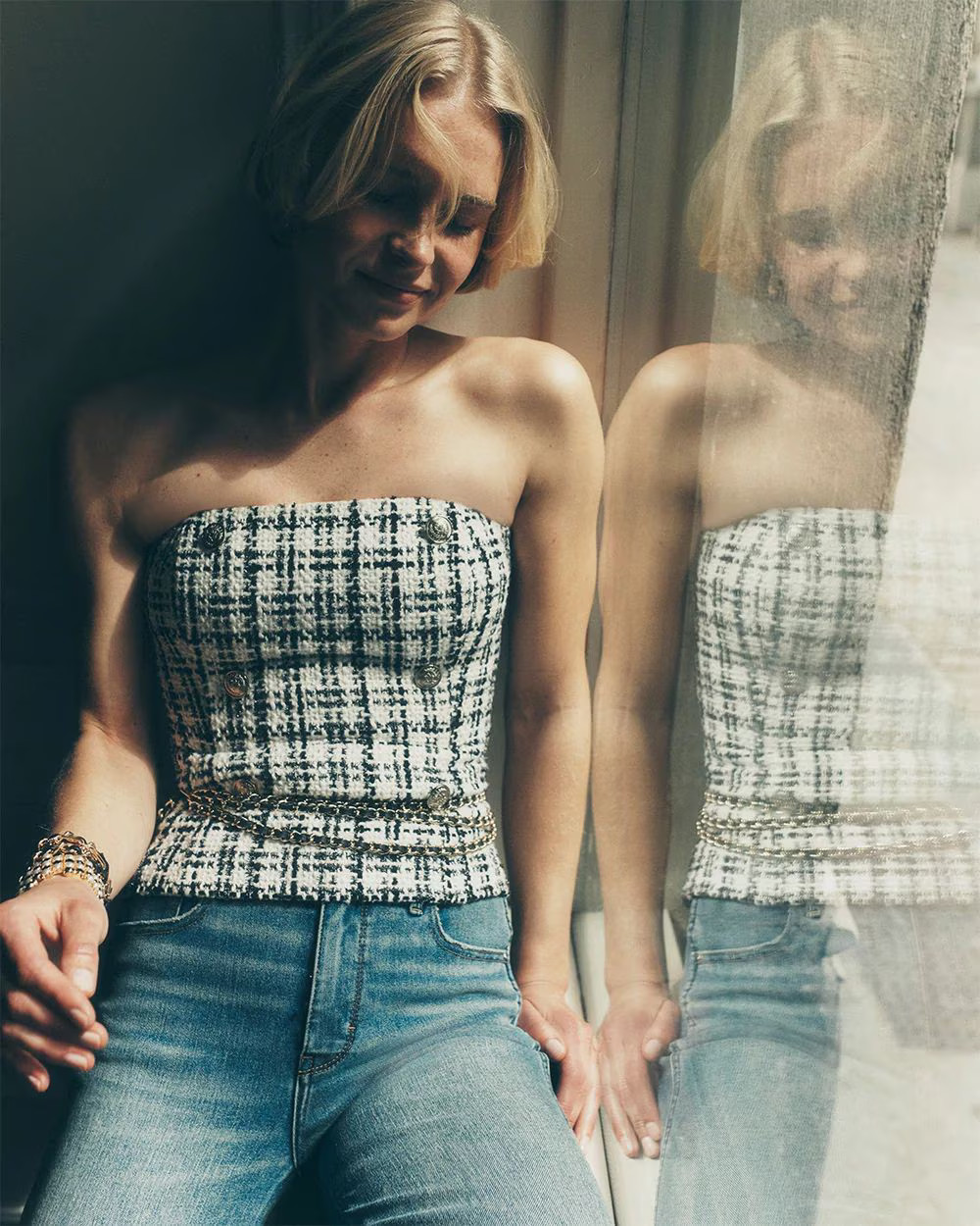 Tweed Bustier With Button Detailing | White House Black Market